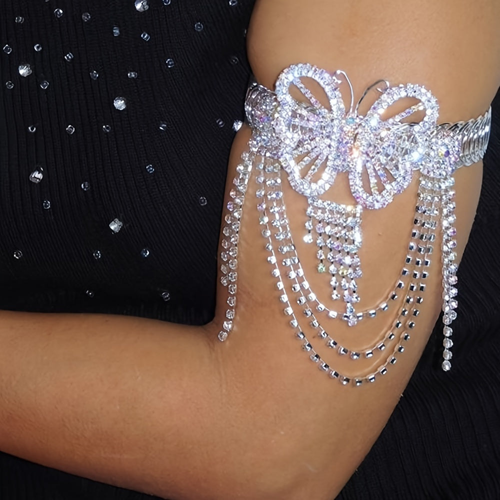 Niche Exquisite Butterfly Tassel Anklet Bracelet Rhinestone Arm Chain Ladies Jewelry