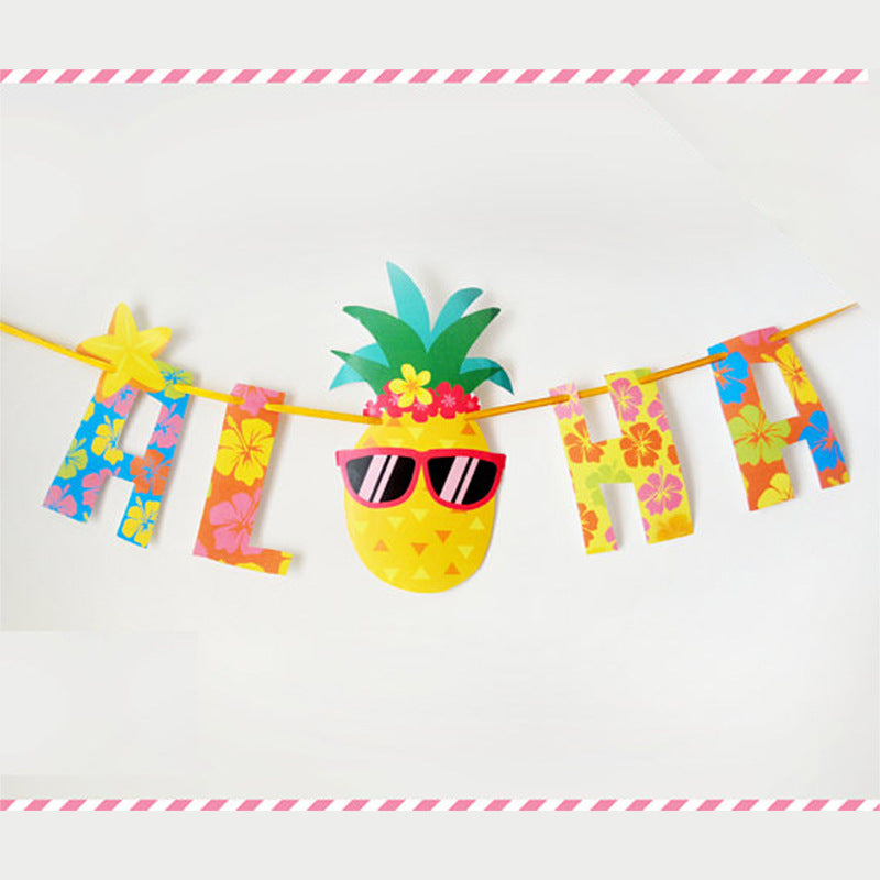 Hawaiian Pineapple Flag Banner Decoration Prop