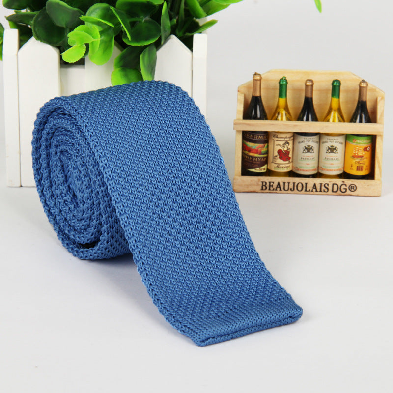 New solid color knitted tie men