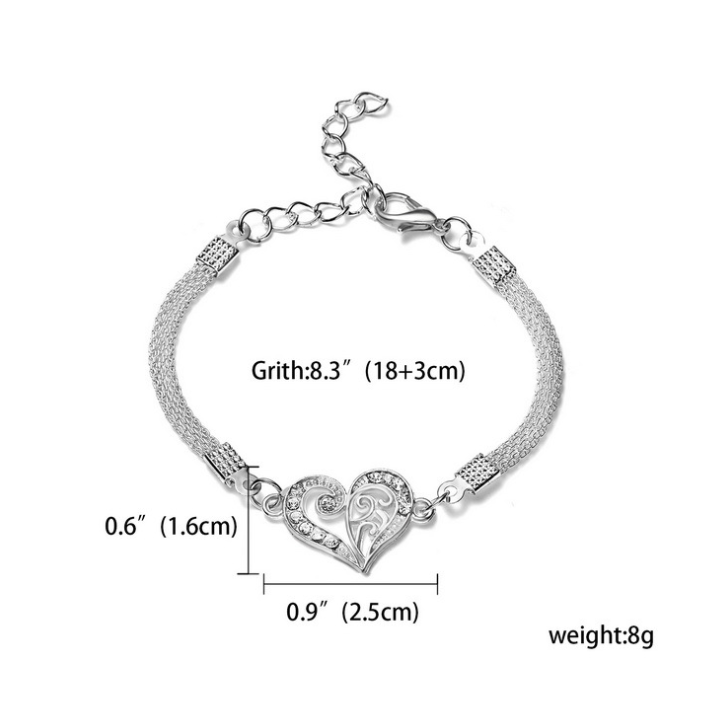 RINHOO 925 Jewelry Silver Color Bracelet s For Women Bracelet Fashion Wedding Banquet Bracelet S & Bangles Valentine''s Day Gift