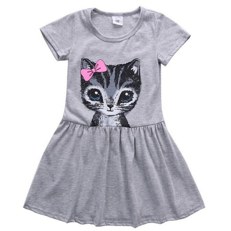 Robe à noeud de chat imprimées pour fille