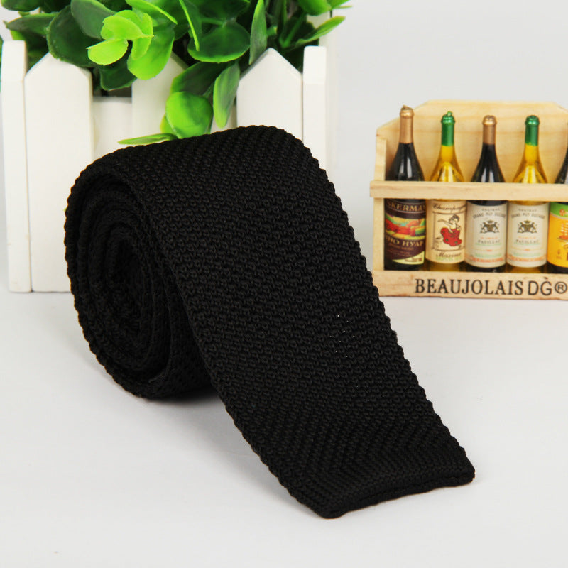 New solid color knitted tie men