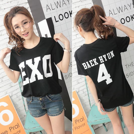 Summer Exo Letter Print T Shirt Women