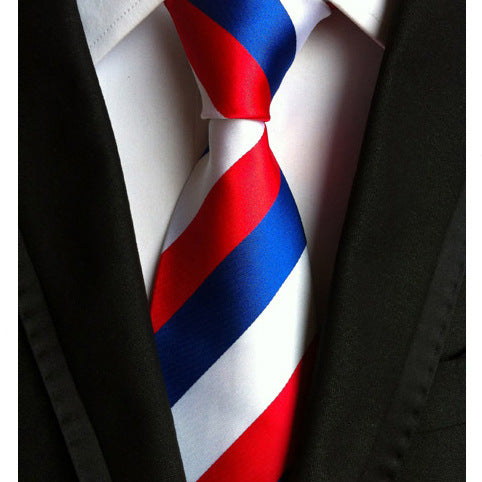 Business Executive Tie Polyester Silk Jacquard Big Stripe Tie