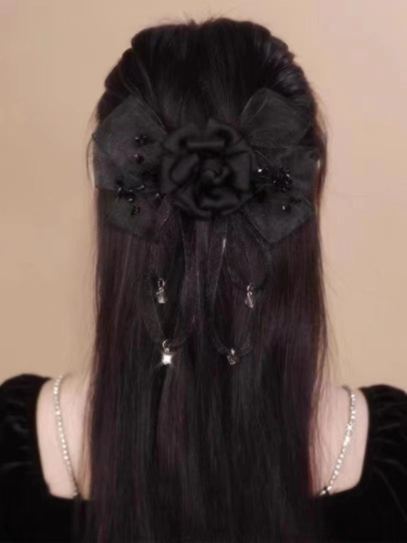 Gauze Ribbon Crystal Clip Hair Accessories