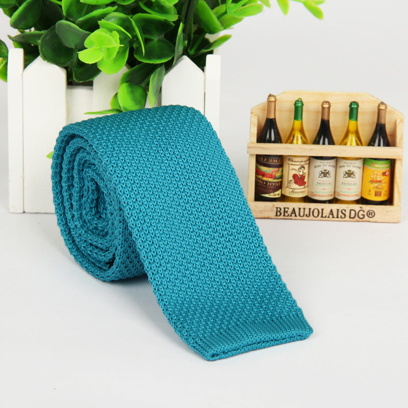 New solid color knitted tie men