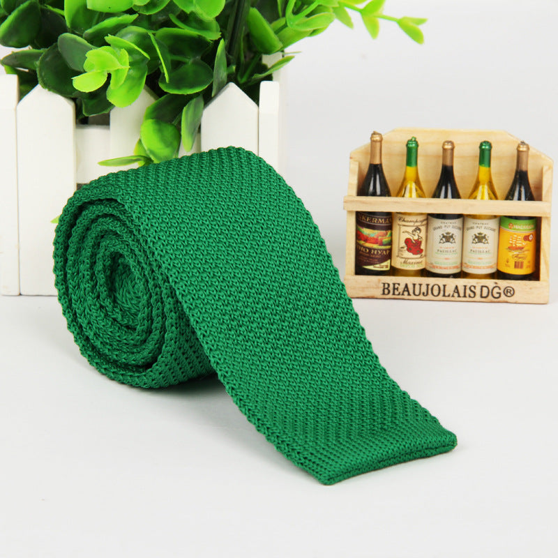 New solid color knitted tie men