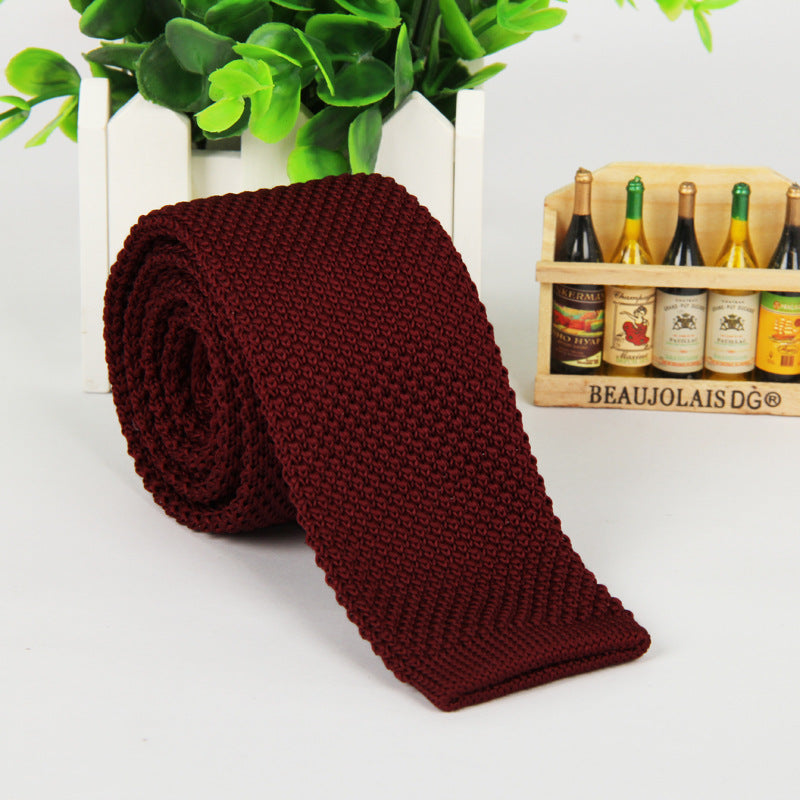 Solid-color knitted tie for men