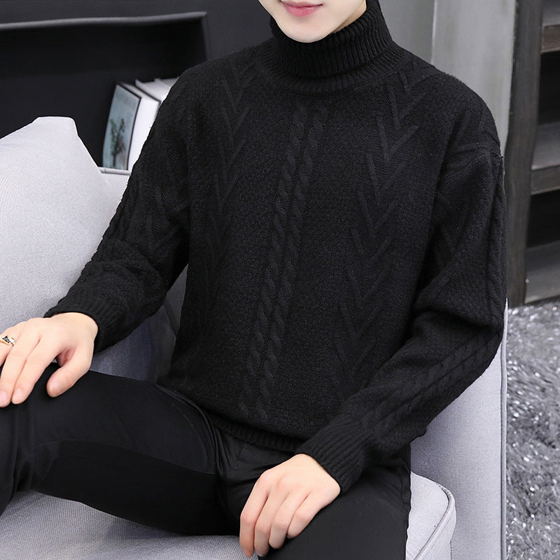 Casual Loose High Neck Sweater Men Top