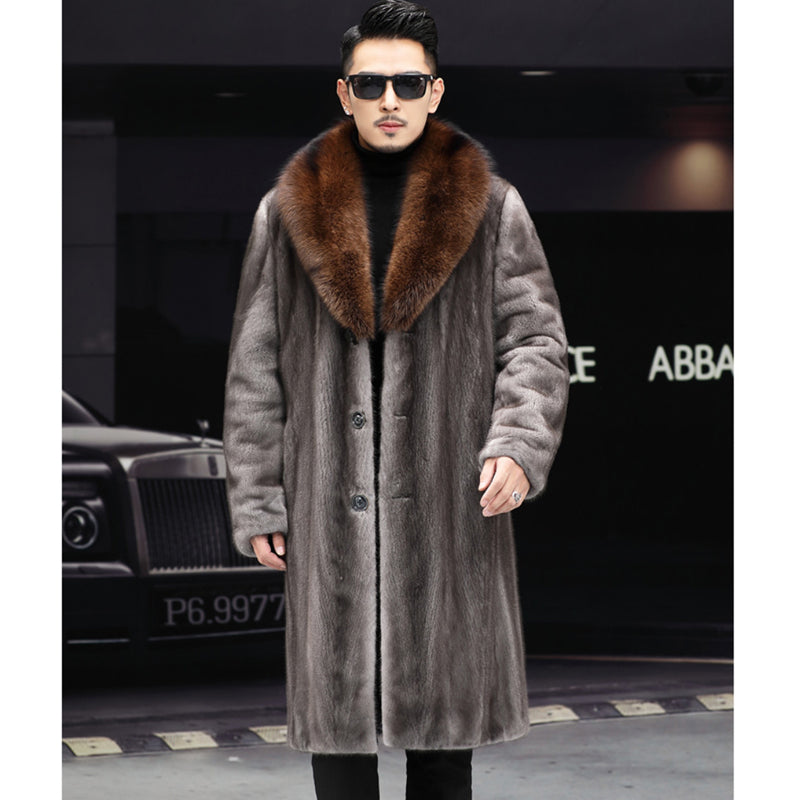 Thick Fur Long Coat Men Autumn Winter New Casual Warm