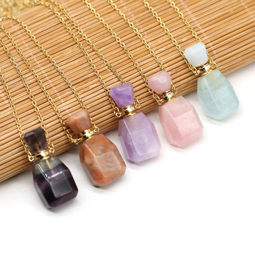 Exquisite Natural Stone Necklace Perfume Bottle Pendant