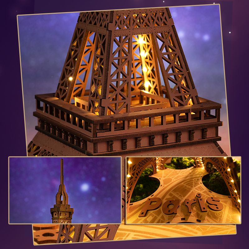 Rolife Night Of The Eiffel Tower Large Wooden Puzzle With 4 Light Shows For Gift