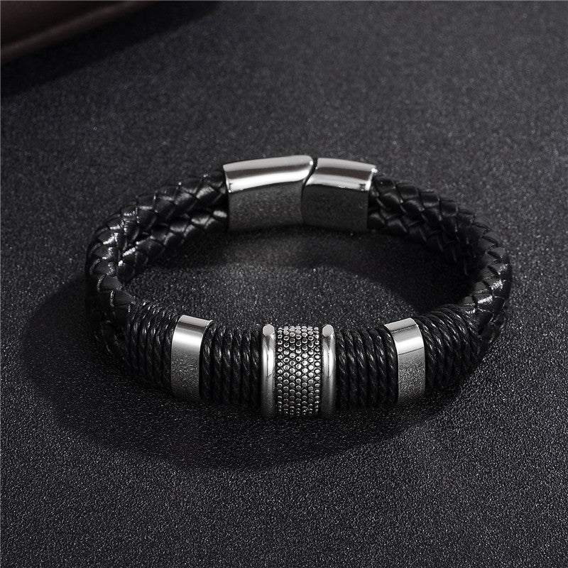 Bracelet tressé en cuir inoxydable