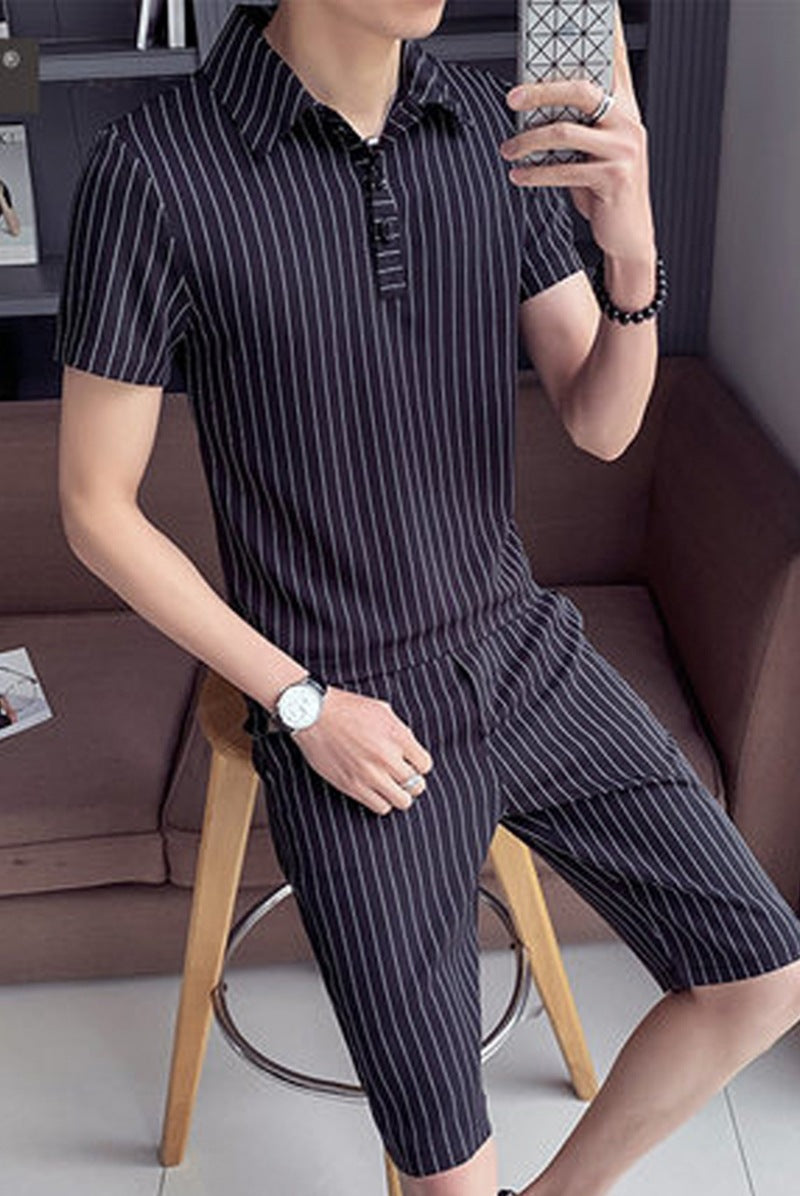 Men's short sleeve shorts suit two piece set