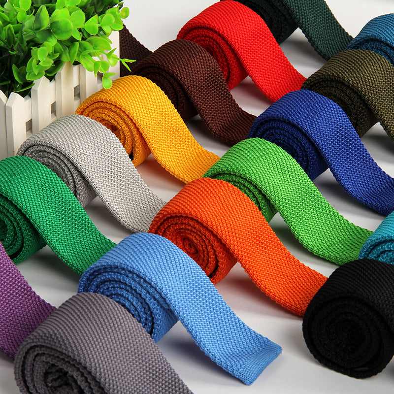 New solid color knitted tie men