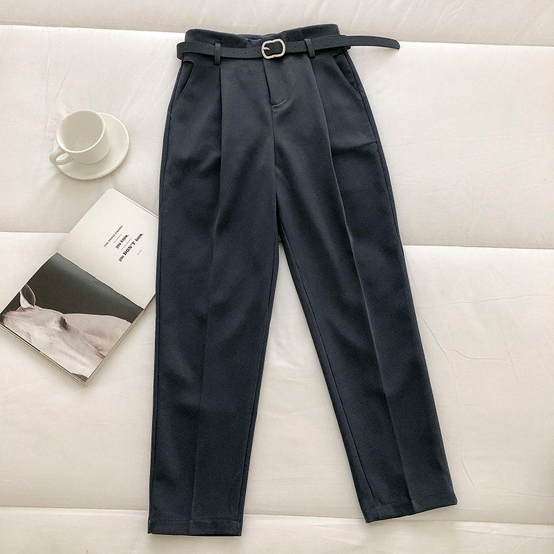 Casual Solid Color Harem Pants Women With Belt