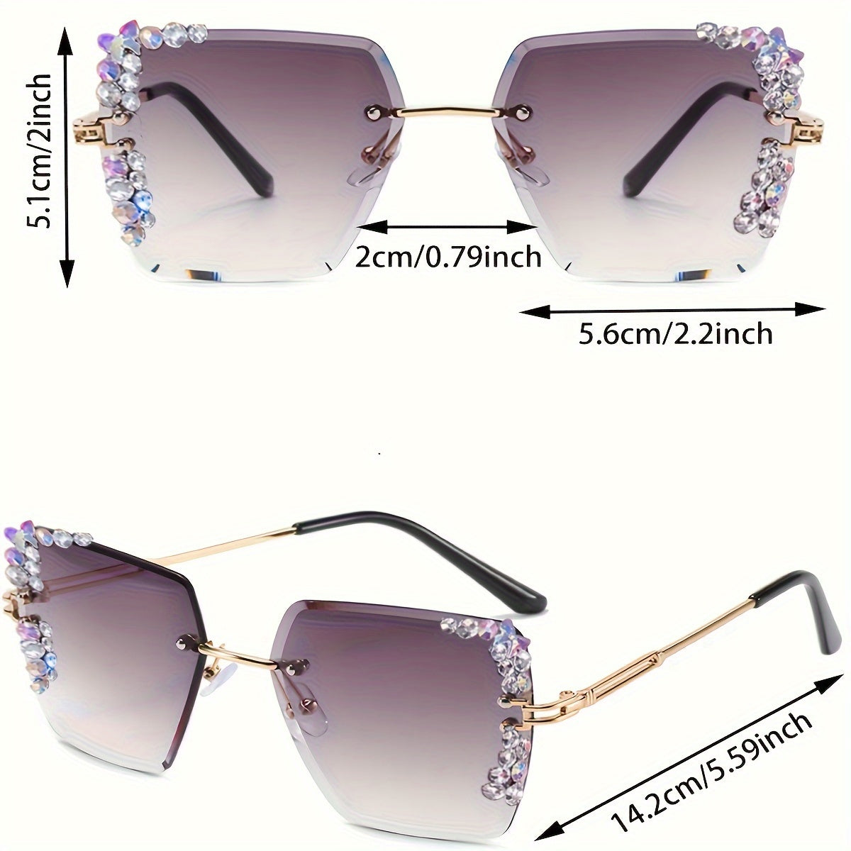 Luxury Rhinestone Fashion Glasses - Dazzling Frame with Advanced Anti-Glare and UV Protection - Perfect for Driving and Beach Travel, Unisex Design for Women and Men