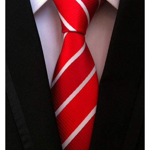 Business Executive Tie Polyester Silk Jacquard Big Stripe Tie