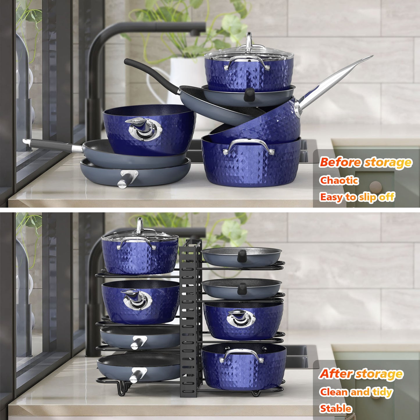 Pot And Pan Organizer, Pot Lid Holders & Pan Rack