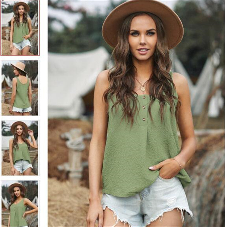 Solid Color Simple T-shirt Vest Women's Clothing