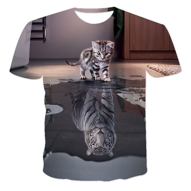 Summer Kawaii Cat Men Women Oversized T-Shirt Loose Short Sleeve