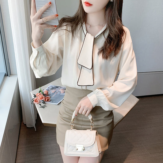 Niche Retro Loose Chiffon Blouse Women