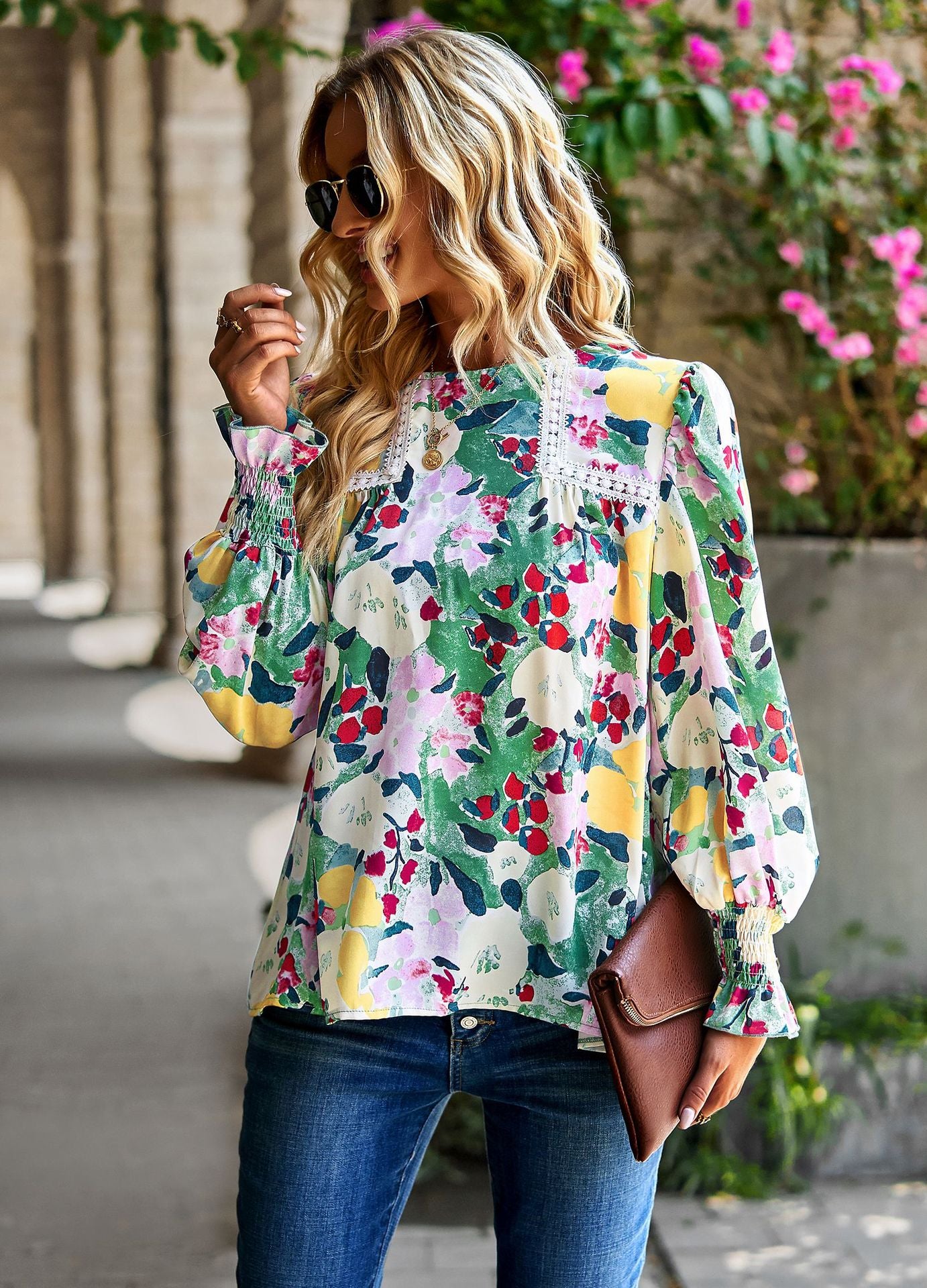 Women's Floral Elegant Top All-matching Shirt