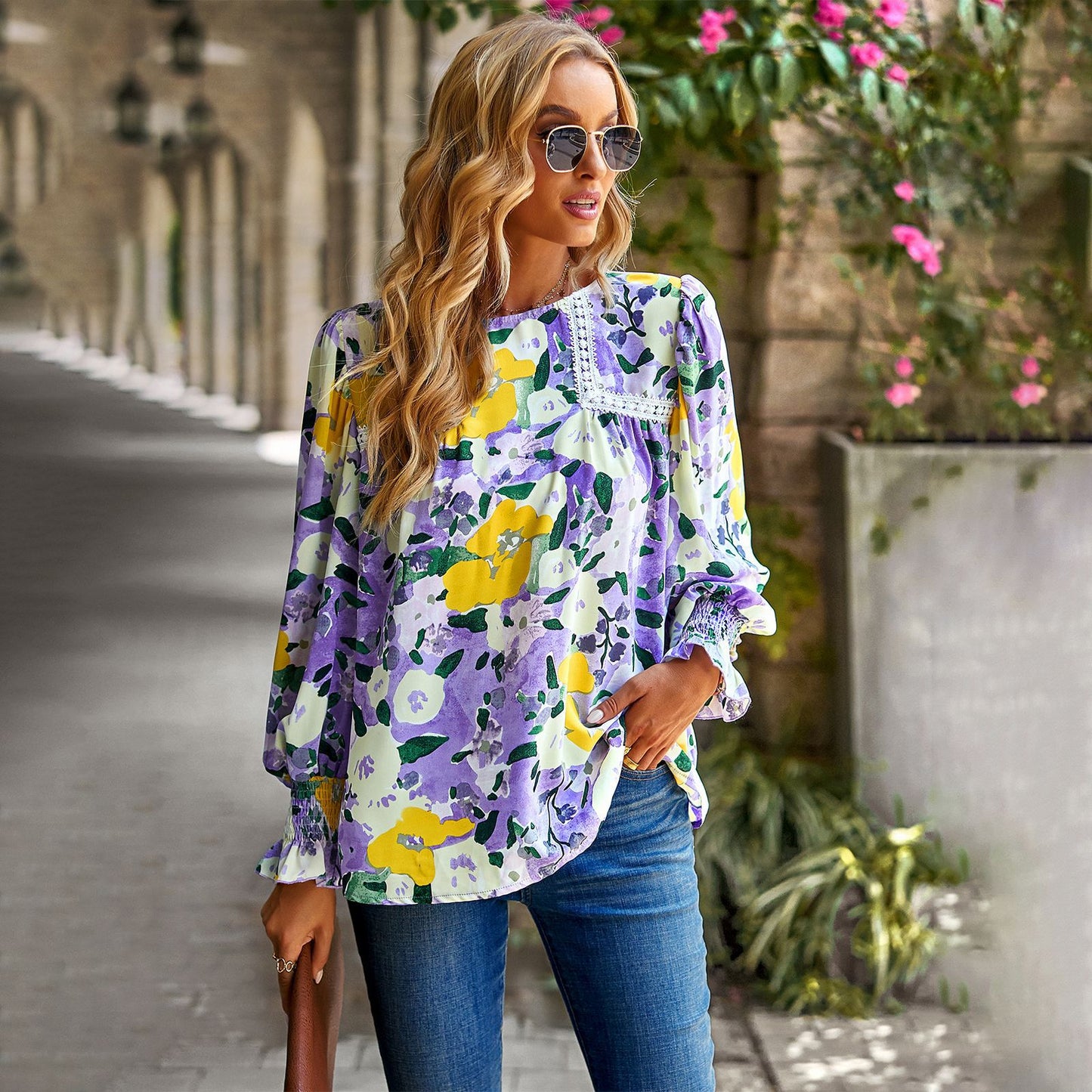 Women's Floral Elegant Top All-matching Shirt