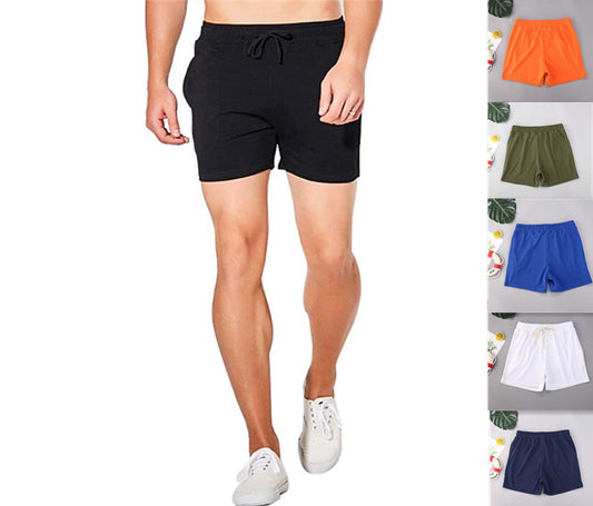 Beach Style Men's Swimming Shorts Solid Color Shorts Men