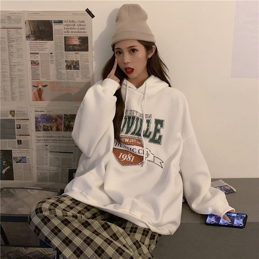 Ladies Fashion Letter Print Hoodie Women