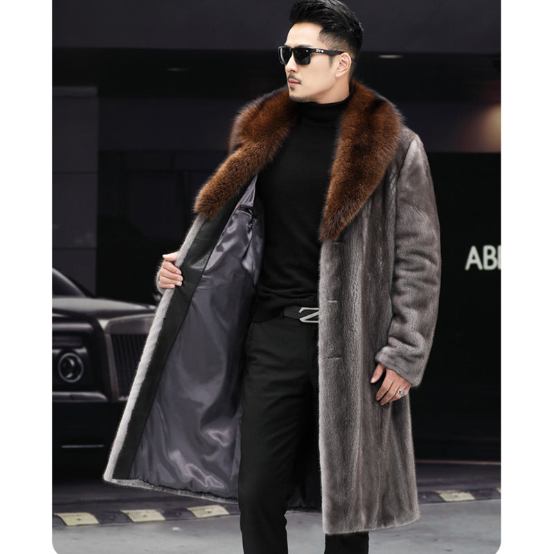 Thick Fur Long Coat Men Autumn Winter New Casual Warm