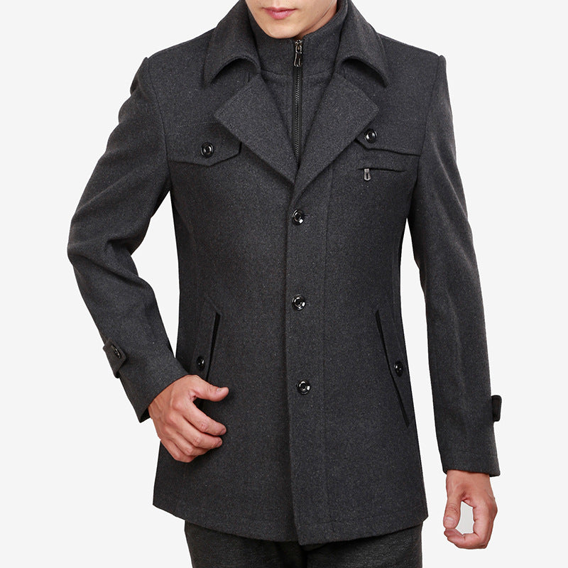 New thick woolen coat men