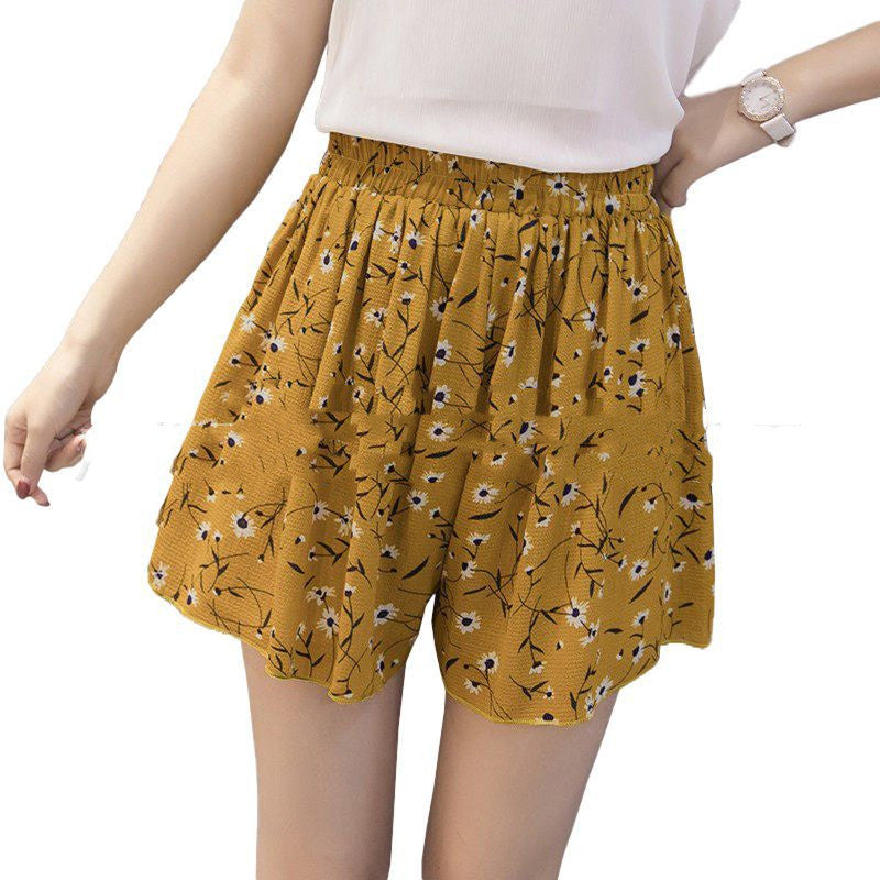 Floral chiffon shorts plus size polka dot shorts