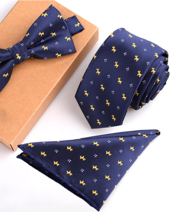 Slim Necktie Set Men Three-piece bow tie