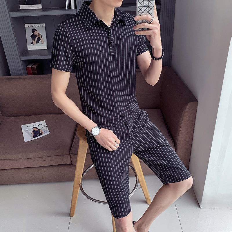 Men's short sleeve shorts suit two piece set