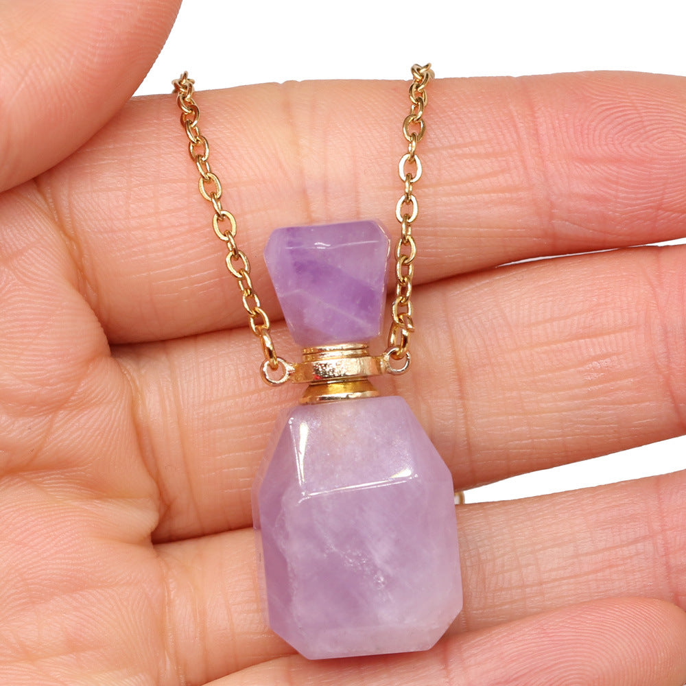 Exquisite Natural Stone Necklace Perfume Bottle Pendant