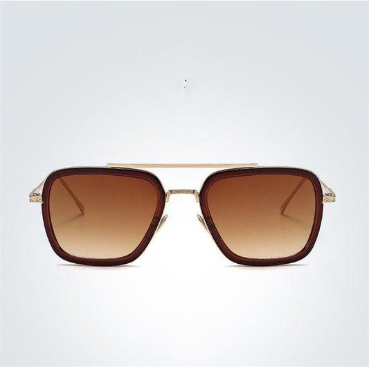 Retro Metal Frame Fashion Square Sunglasses Men