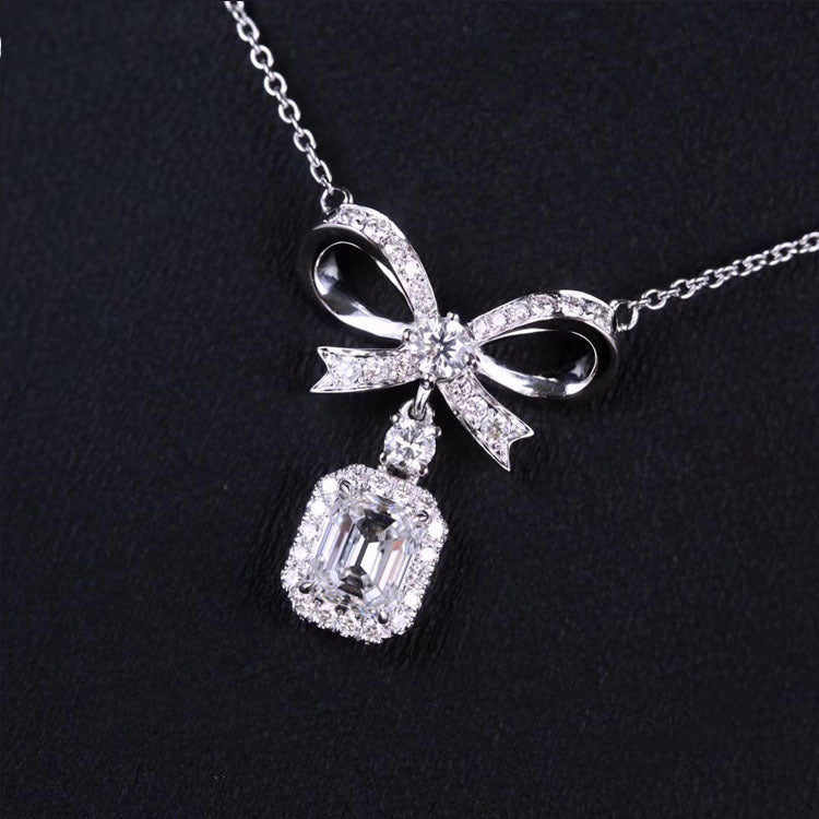 High Jewelry Imitation Natural Yellow Diamond Bow Pendant Women