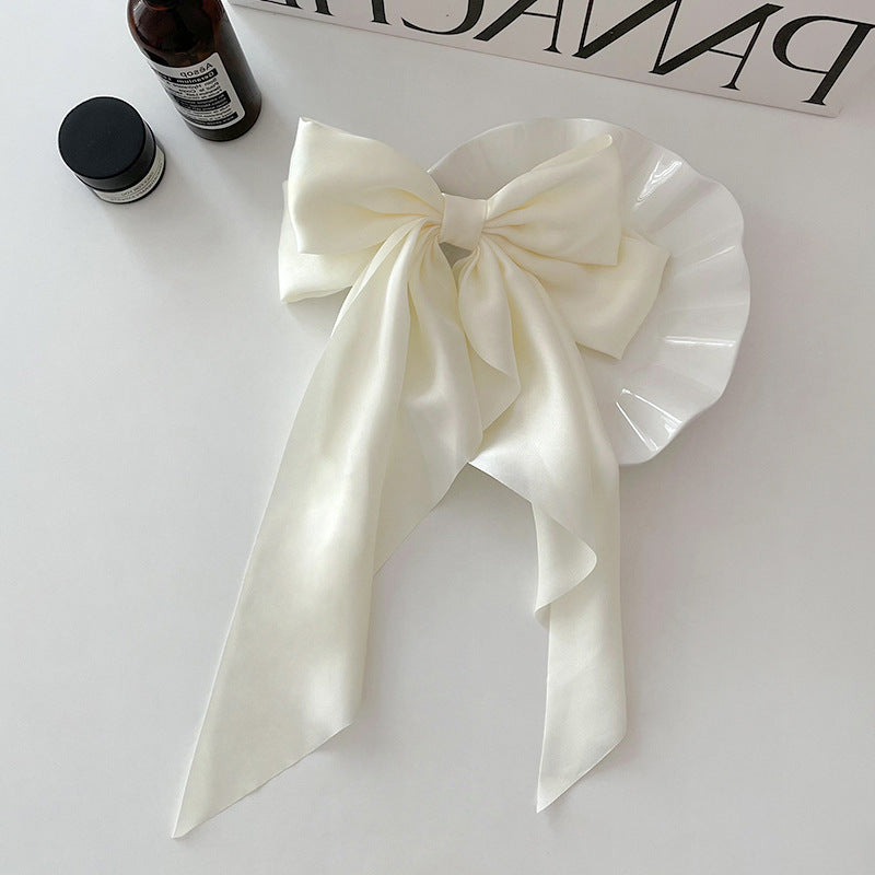 New Bow Ribbon Hairpin Simple And Elegant Satin Spring Clip Fixed Head Hair Clip