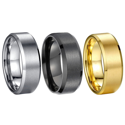 8mm Glossy Simple Stainless Steel Ring Men