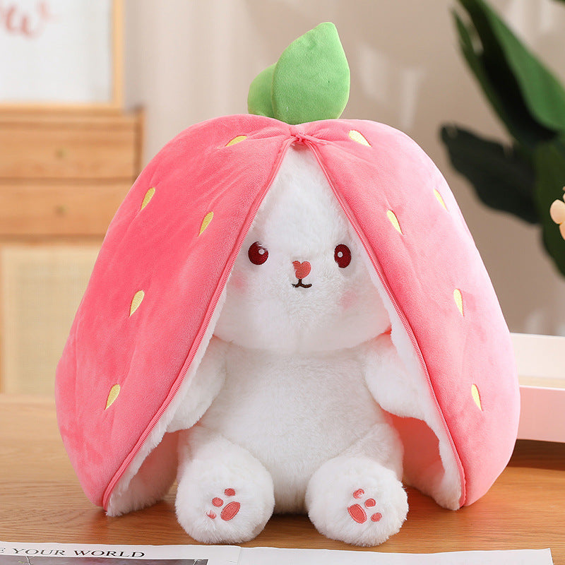 Kawaii Fruit Transfiguré Lapin Peluche Jouet Mignon Carotte Fraise Se Transformer En Lapin En Peluche Jouet Enfants Anniversaire/ Noël