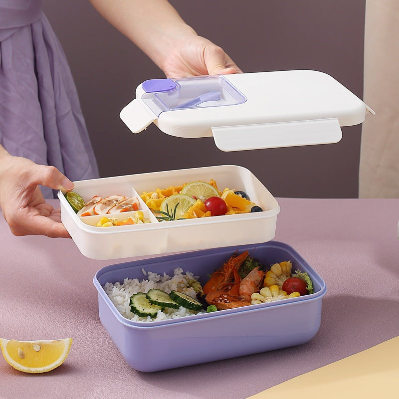 Square Compartment Lunch Lunch Box Canteen Plastic Lunch Box Microwaveable Heating