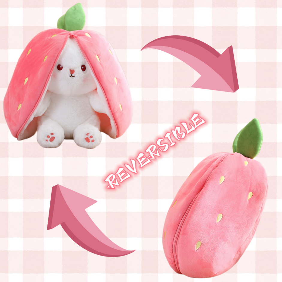 Kawaii Fruit Transfiguré Lapin Peluche Jouet Mignon Carotte Fraise Se Transformer En Lapin En Peluche Jouet Enfants Anniversaire/ Noël