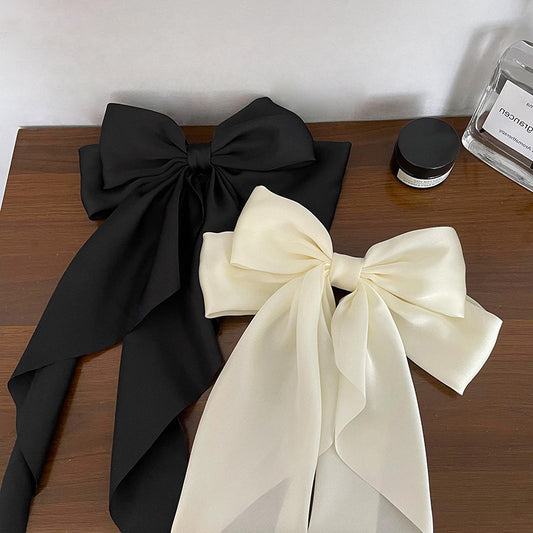 New Bow Ribbon Hairpin Simple And Elegant Satin Spring Clip Fixed Head Hair Clip