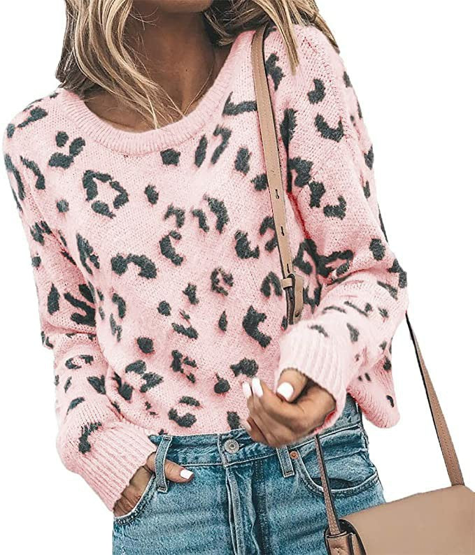 Sweater Sweater Knit Sweater Leopard Print Sweater Women