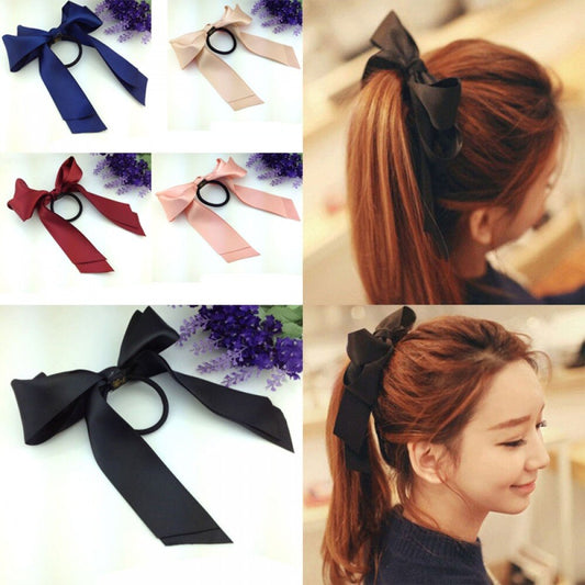 Ribbon bow hair tie elastic head rope