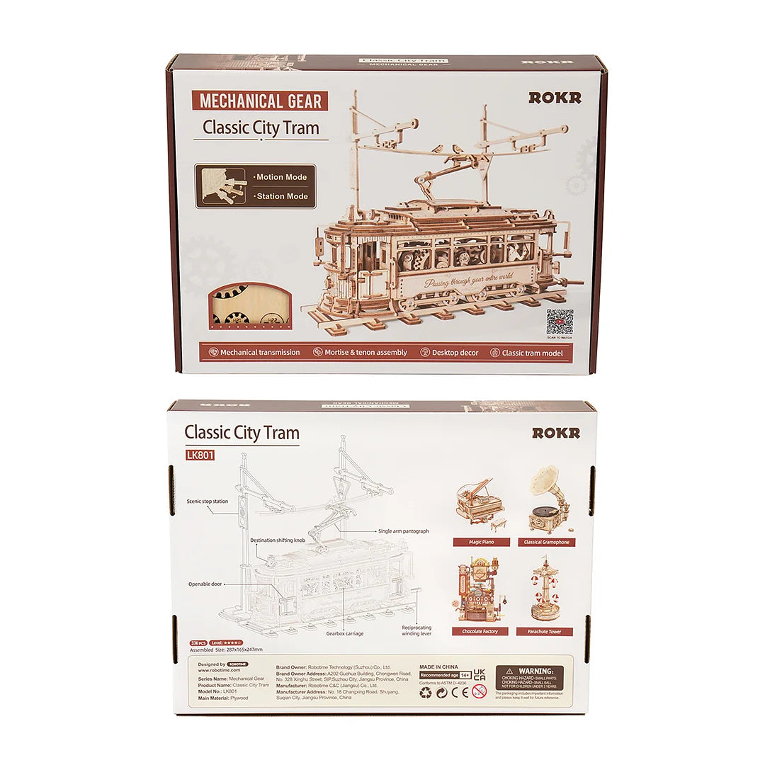 Rokr Classic City Tram 3D Wooden Puzzle LK801 Building Toys Jigsaw For Xmas Gift