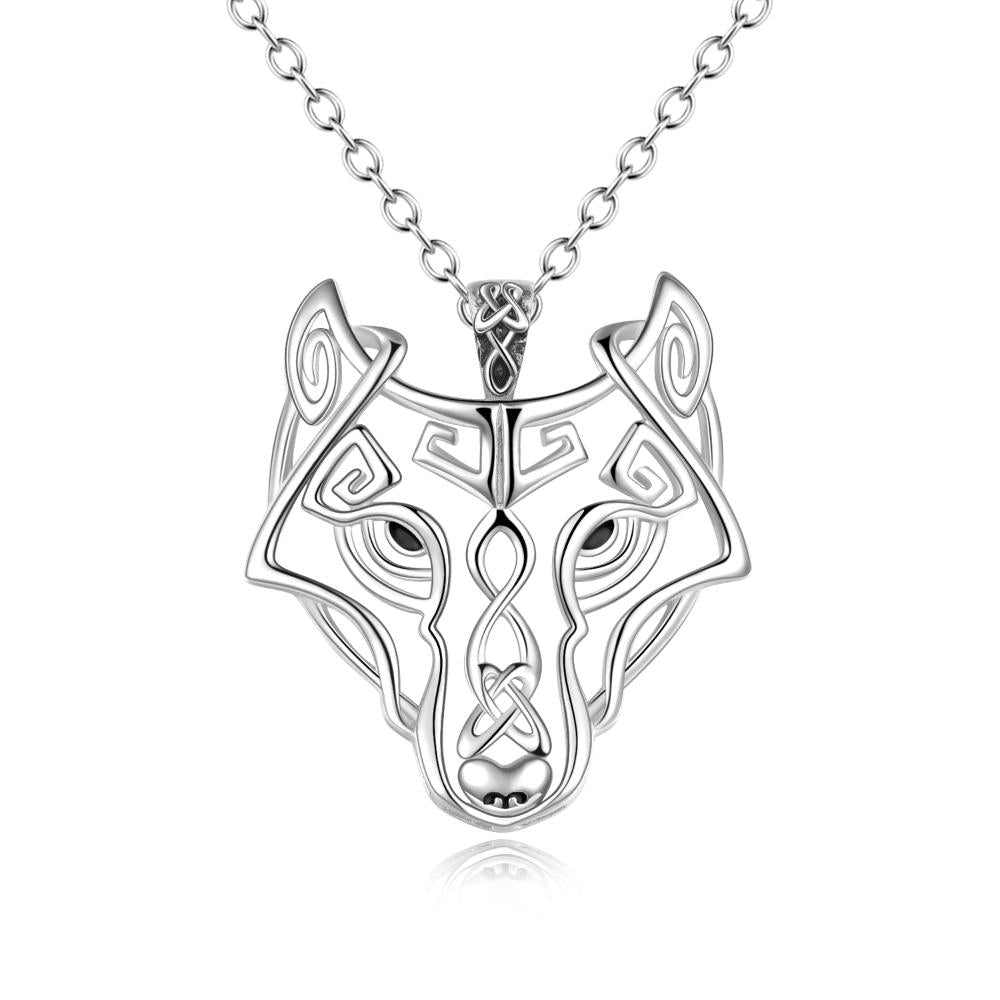 Wolf Necklace for Women Sterling Silver Celtic Wolf Necklace Jewelry Gifts for Girls Men