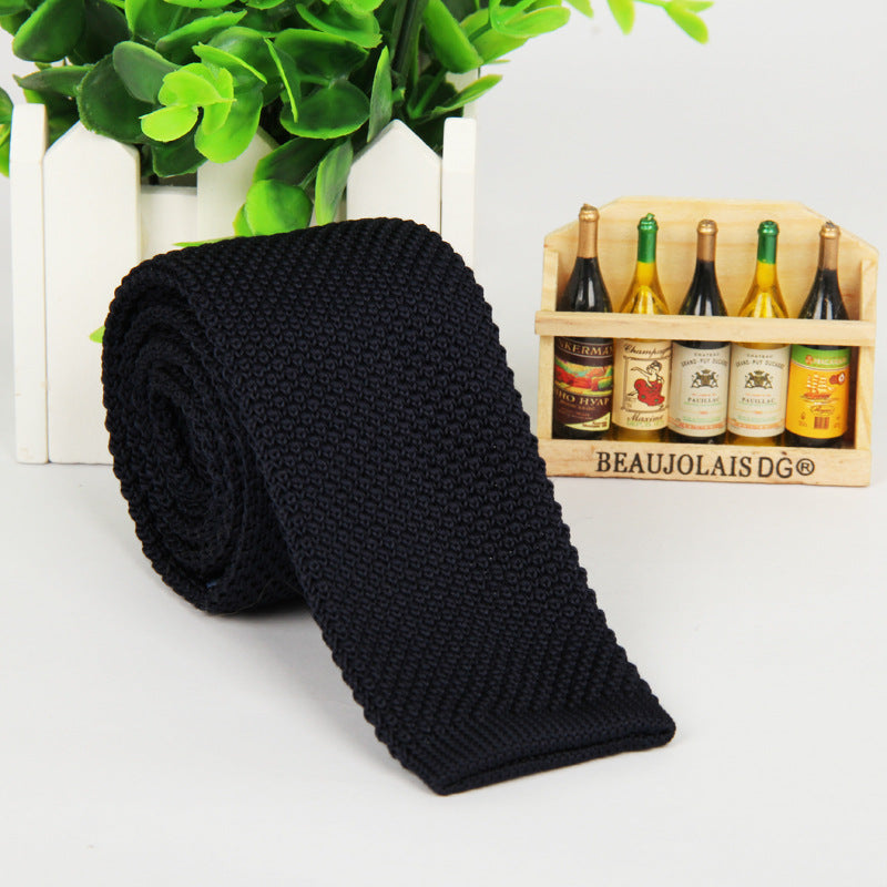 New solid color knitted tie men