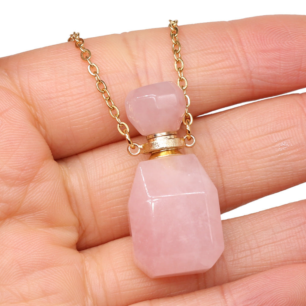 Exquisite Natural Stone Necklace Perfume Bottle Pendant